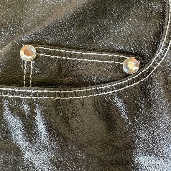 emanuel Ungaro Genuine Pigskin High Waisted Lined Rhinestone Pants Vintage - Picture 9 of 11